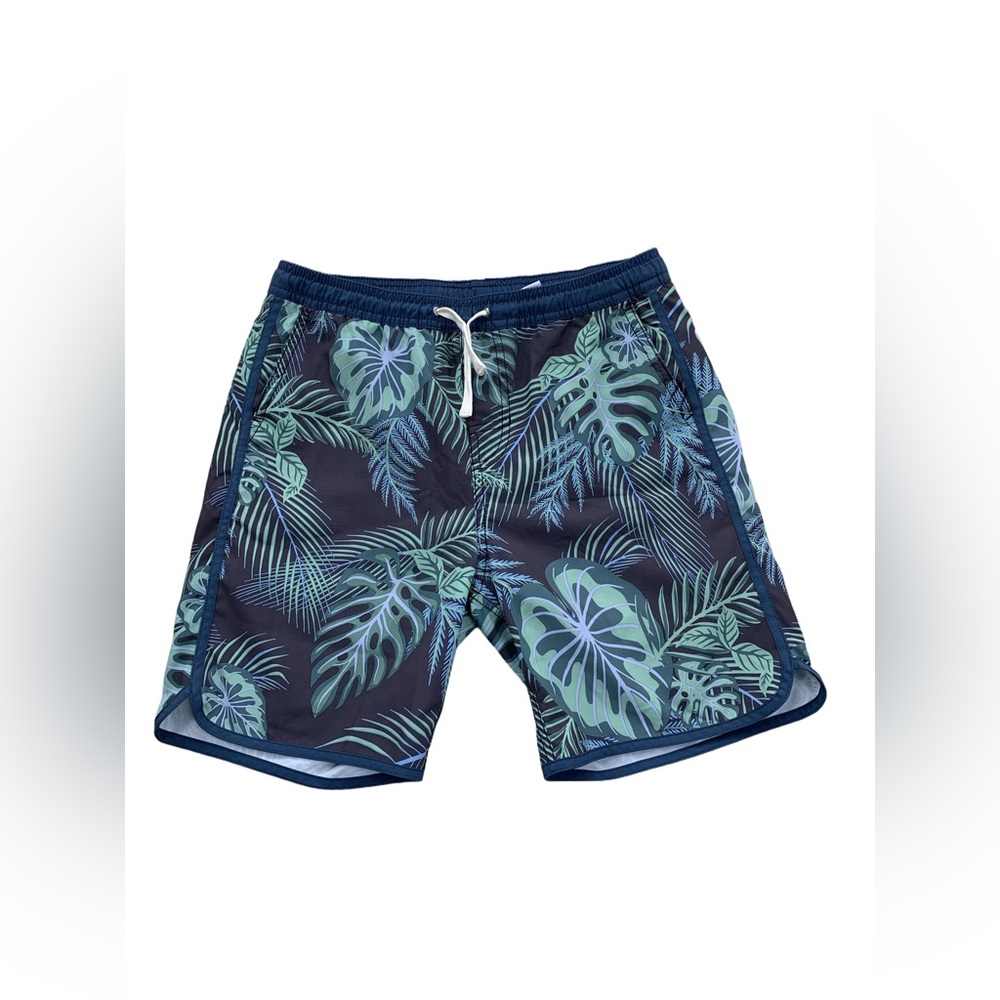 Fair Harbor Boys Size Extra Large, XL, 11-12, Floral Navy Evergreen Swim Trunks